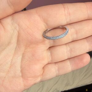 Swarovski size 58 Silver Band ring with Blue Stones